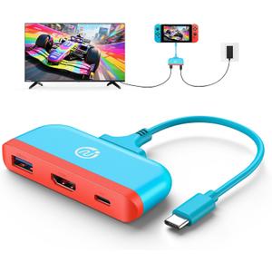 NEWDERY Switch Dock, Switch Portable Docking Station with 4K HDMI, 100W PD Port, USB-C to USB-A Converter 5Gbps, Compatible with Switch OLED/Steam Deck/Samsung DeX