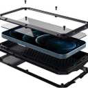 Marrkey for iPhone 12 Case,Full Body Protective Cover Heavy Duty Shockproof Tough Armour Aluminum Alloy Metal Case with Silicone Built-in Screen Protector for Apple iPhone 12 Pro 6.1 Inch - Black