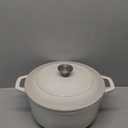 Mueller Cast Iron Dutch Oven Pot with Lid, 6 Quart Enameled, Dual Handles, Stainless Steel Knob, Stew & Induction Pot - For Braising, Roasting, Baking, Cast Iron Bread Pan with Lid, White (Oyster White)