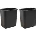 2 x United Solutions 7 Gallon / 28 Quart Space Saving Trash Wastebasket, Fits Under Desk and Small, Narrow Spaces in Commercial, Kitchen, Home Office, and Dorm, Easy to Clean, Black, (WB0338) (Pack of 2)