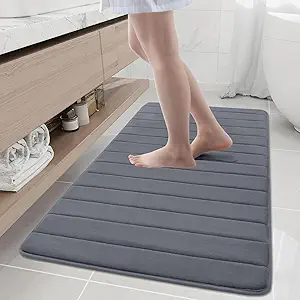 Buganda Memory  Foam Bath Mat 50×30  Ultra Soft and Non-Slip Bathroom Rug Grey