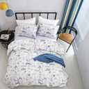 CLOTHKNOW Kids Twin Comforter Sets 3Pcs Cartoon Vehicle Bedding Comforter Sets Blue White Comforter Boys Bedding Twin Tank Aircraft Pattern