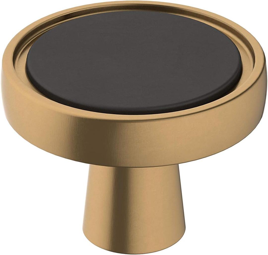 Amerock | Cabinet Knob | Matte Black/Champagne Bronze | 1-3/8 inch (35 mm) Diameter | Mergence | 1 Pack | Drawer Knob | Cabinet Hardware