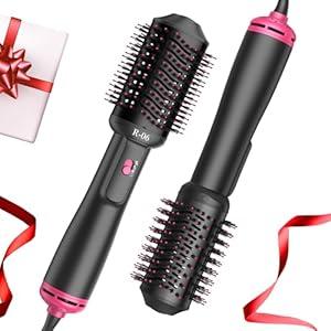 4-in-1 Hair Dryer Brush - Blow Dryer and Styler in One, Hot Air Brush with Oval Barrel for Volumizing, Suitable for All Hair Types, Red Christmas Gifts