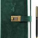 ZukoCert Journal With Lock A5 PU Leather Diary With Lock 240 Pages, Retro Journal With Lock And Key To Protect Your Privacy, Unisex.Deer Head Style, Green