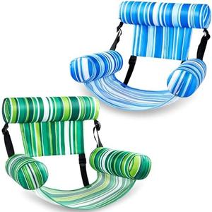 Sloosh Pool Floats Chairs Adult, 2 Packs Inflatable Pool Lounge Chairs, Blow up Hammock Pool Noodles Floats for Adults, Stripe Pattern Floating Water Chair for Pool Lake River(Stripe)