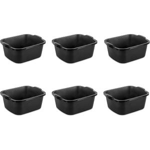 Sterilite 18 Qt Dishpan, Bin Ideal for Soaking and Cleaning Dirty Dishes in the Kitchen Sink, Black, 6-Pack