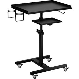 POARMEEY Premium Large Double Tier Rolling Workstation Table with 360 Degree Mute Universal Wheel for Tattoo Work,Beauty Salon Spa Stools Service Storage Tray