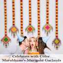 Marubhumi Artificial Marigold Flower Strands Garland for Diwali Decor,5 Feet Long Strands, Garland for Decoration, Diwali Decorations for Home, Christmas Decor Wedding Decor, Yellow & Red - 5 PCS