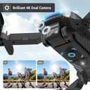 MSMV High-Resolution 4K HD Camera Drone, Wireless RC Toys for Boys Girls, One Button Return, Emergency Stop, Headless Mode, 360 Flips, 2 Batteries & Carrying Case for Kids Adults Beginners, Black
