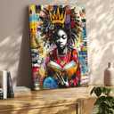 YKSKQCMT Black Girl Reading Wall Art Graffiti Girl Books Motivational Wall Decor Black Pride Pictures African American Girls Books Canvas Posters for Tween Girls Room Study Reading Room (24L"16W")