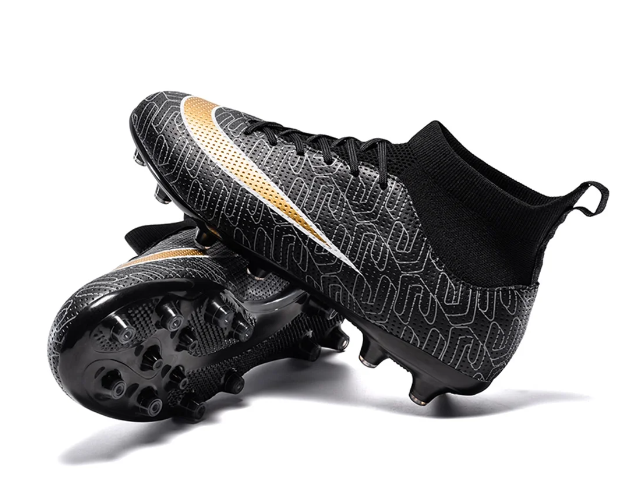 Peggybuy Men's and Women's Soccer Shoes Firm Ground Football Cleats Lightweight Outdoor Football Shoes High-top Rugby Boots 44