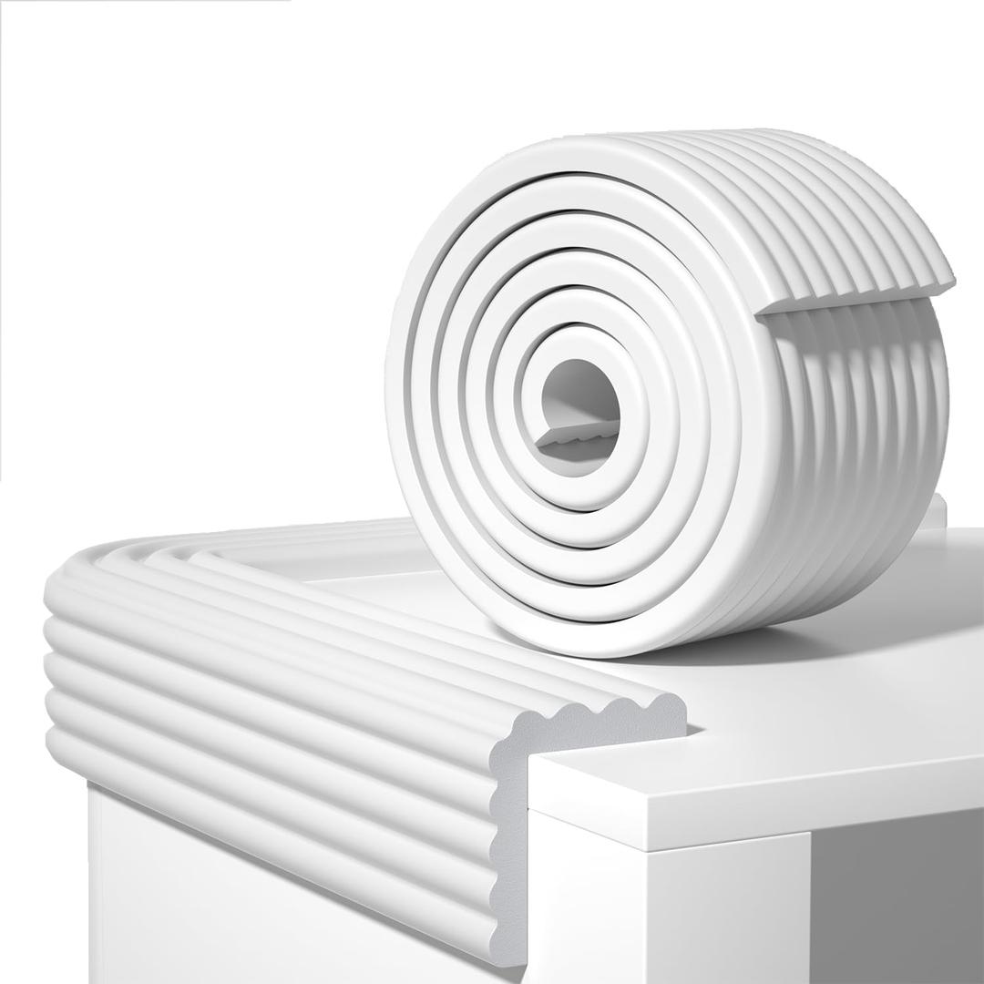Edge Protector,Baby Proofing Baby Edge Protector Strip Safety,Soft Rubber Foam Padding,Edge Corner Guards Protector Corner Edge Bumpers for Furniture (White, 16.4Ft x 3.93" W x 0.4" Th)