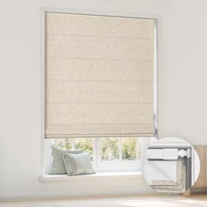 LazBlinds No Drill Cordless Roman Shades, 27'' W x 48'' H, Beige