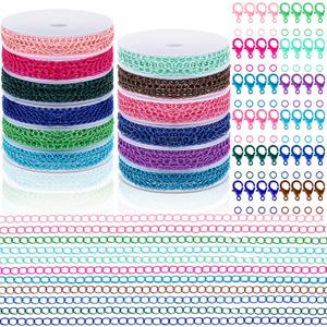 12 Rolls 120 Feet 4 mm Jewelry Making Chains Necklace Chains Jewelry Making Supplies Jewelry Chain Link Cable Chain Roll with 120 Lobster Clasps 50 Jump Rings for DIY Earring Bracelet, 12 Colors