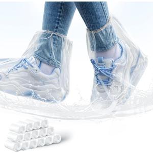 25 Pairs Waterproof Shoe Covers For Rain - Slip Over Plastic Shoe Covers Reusable - Galoshes For Women And Men Waterproof