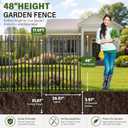 8 Panels No Dig Decorative Garden Fence with Gate, 48in(H) 17.6ft(L) Heavy-Duty Rustproof Metal Panels, Outdoor Dog Barrier for Yard & Patio, Landscape, Border| Portable Temporary Fencing