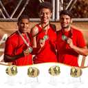 Misdary Soccer Baseball Basketball Championship Rings with Holder Most Valuable Player Trophy Gold Ring Award Gift Team Prize for Football Tournament Winner