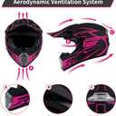 Youth Kids Motocross Helmet DOT Approved, Adult ATV Dirt Bike Off-Road Full Face Motorcycle Helmet with Goggles Gloves Mask for Boys Girls,Lightweight Breathable for Riding (Pink, M)