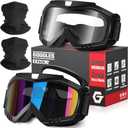 OXG Motorcycle Goggles - ATV & Dirt Bike Goggles with UV400 Dustproof Lens for Adults & Youth (Black)