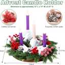 44 Pcs Advent Wreath Candle Holder Kit 4 Flameless Advent Candles Wooden Adventus Candleholder Stand Artificial Norfolk Cedar Berry Picks for Adventus Gifts Christmas Wreath Tabletop Decor