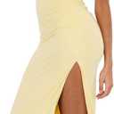 Forever 21 Women's Maxi Dress with Side Ruching Detail and High Neckline, Yellow, L