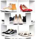 ASHLEYRIVER Rotating Shoe Rack, 5-Tier Wood Storage Spinning Shoe Rack Tower, Free Standing 360° Shoes Rack Organizer for Entryway, Garage, Bedroom, White