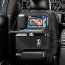 GMQ Backseat Car Organizer with Tray 1 Pack,Car Backseat Organizer with Foldable Table for Kids,Multifunctional Seat Back Organizer with Storage Pockets Car Storage Organizer (Black)