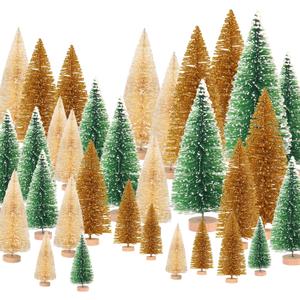Desktop Miniature Pine Tree Tabletop Christmas Tree Small Pine Tree Decor Christmas Tree Toppers 30pcs(Silver/Gold/Green 30pcs)