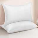 Queen Size Bed Pillows Set of 2 - Breathable Premium Down Alternative Sleeping Pillows for Side, Back, and Stomach Sleepers Fluffy Hotel Quality Soft Microfiber Fill Cooling Skin-Friendly