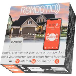 Remootio 2 WiFi and Bluetooth Smart Garage Door opener with iOS and Android App, Apple Home (HomeKit), Amazon Alexa, Google Home, SmartThings, Siri Shortcuts compatible With Sensor and Power Adapter