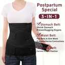 3 In 1 Postpartum Belly Band Abdominal Binder Post Surgery C Section Belly Binder Post Partum Hysterectomy Belly Support Wraps Postpartum Waist Trainer Essentials After Birth Black, Large