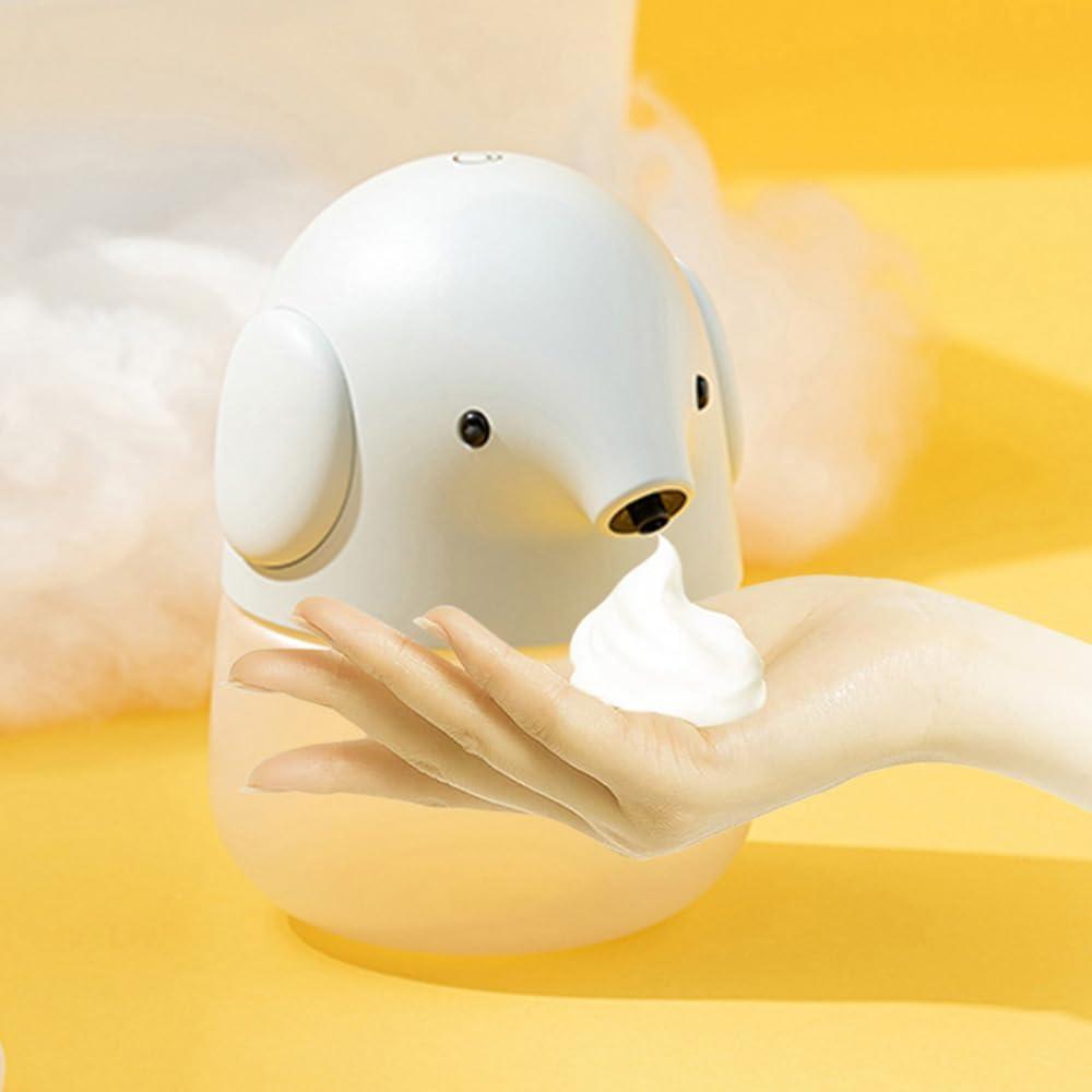 Automatic Soap Dispenser for Kids- Cute Elephant Touchless Foaming Hand Soap Dispenser, Waterproof & USB Rechargeable, 13.5oz/ 400ml for Bathroom Countertop, Kitchen, Preschool Children (Light Grey Elephant)