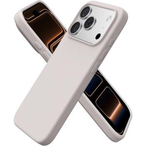 ORNARTO Compatible with iPhone 17 Pro Case 6.3", Slim Liquid Silicone 4 Layers Full Covered Soft Gel Rubber Shockproof Cover, Protective Phone Case for iPhone 17 Pro-Stone Gray