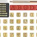 BESTNULE 27pcs Leather Stamps, Leather Stamping Kit, Leathercraft Stamping Tool Set, 26PCS Capital Letter Leather Stamps 6mm + 1 Stamping Handle for Leather Craft