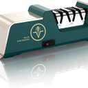 Professional Electric Knife Sharpener with 100% Diamond Abrasives, 3-Stage Precision Angle Guides, Champagne Gold, for Kitchen Straight Edge and Ceramic Knives (Noble green)