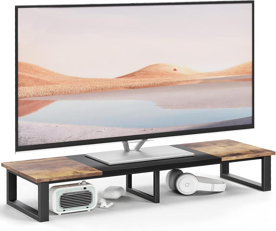 aboxoo 45" TV Riser for 32-60 inch TV, TV Riser Stand Shelf, Tabletop TV Stand Riser, Computer Monitor Table for Home Living Room, Study Office (Brown)