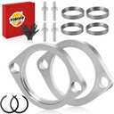 Harley Gasket & Chrome Flange Kit with NutsClips & Washers - Compatible with Big Twin Sportster 883 1200 XL883 XL1200. Dyna FXD FXDWG, FLST FLT FXR, Softail Touring Bobber Chopper 200 (Silver)
