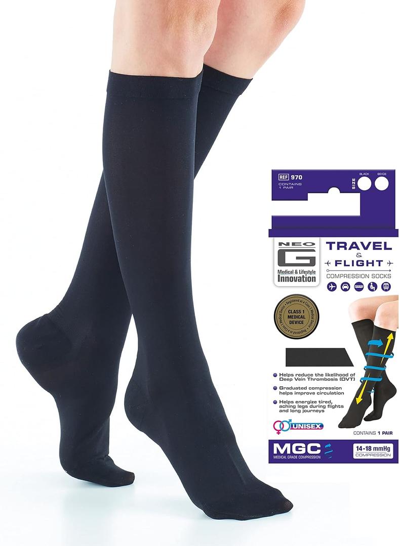 Neo-G Travel Compression Socks For Women - Energizing tired, aching legs. Perfect flight companion, great for long periods of inactivity - Graduated Compression Socks