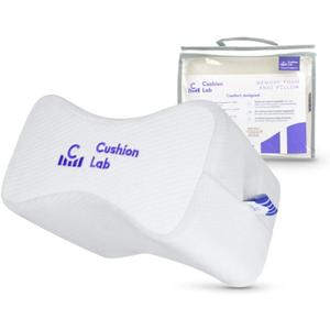 Cushion Lab Extra Dense Orthopedic Knee Pillow for Back Pain Relief, Leg Pain, Hip, Pregnancy, Sciatica & Joint Pain - Memory Foam Wedge Pillow Contour (Medium)