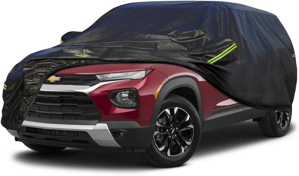 KouKou Waterproof SUV Car Cover Suitable for Chevy Trailblazer from 2020 to 2025, 6 Layers Windproof All Weather Waterproof Outdoor Cover Sun Rain UV Dust Snow Protection. Black