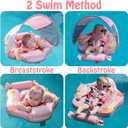 Mambobaby Float with Canopy Removable Baby Swimming Pool Float Non Inflatable Baby Safety Float Upgraded Tail Soft Skin-Friendly Material Swim Float for Toddler Infant 3-24 Months, Candy, 34 inches x 30"