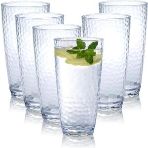Kurala Unbreakable Plastic Tumbler Cups, Set of 4, Large Water Tumbler Set, 25 oz Highball Drinking Glasses (Clear)