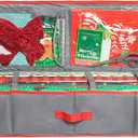 2 x HOLDN' STORAGE Premium Wrapping Paper Storage Container - Durable 600D Tear-Proof, Fits 27 Rolls Gift Wrap, Extra Pockets for Ribbons & Bows, Underbed Storage - Ideal for Holiday Christmas, Grey/Red Trim