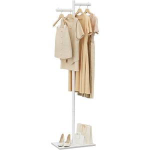 Garment Rack, Freestanding Metal Coat Racks, Z-shaped Coat Tree with Natural Rock Base, Suitable For Outerwear, Clothes, Handbags, 175cm, White