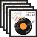 Upsimples 12.5x12.5 Record Frame, Vinyl Frames for 12inch Album Cover, Wall Display for Home Decor, Black, 4 Pack
