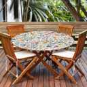 Round Tablecloth with Elastic Edge, 36-60Inch Waterproof Table Cloth for Dinner, Outdoor, Picnic, 44inch, Wildflower