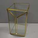 NCYP Small 10.2" x 5.9" x 7.9" Glass Cards Box with Slot and Lock for Wedding Reception - Home Birthdays Party Geometric Decorative, Gold - Slot Length 6.3 Inches (Glass Box Only)