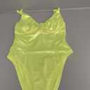 Velius Women's Sexy Metallic Shiny Bodysuit Tank Tops for Night Club Going Out (Large, Neon Yellow)