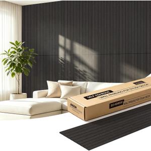 AMZDEPOT Peel and Stick Wood Panels for Wall PVC, 6-Pack Black Wood